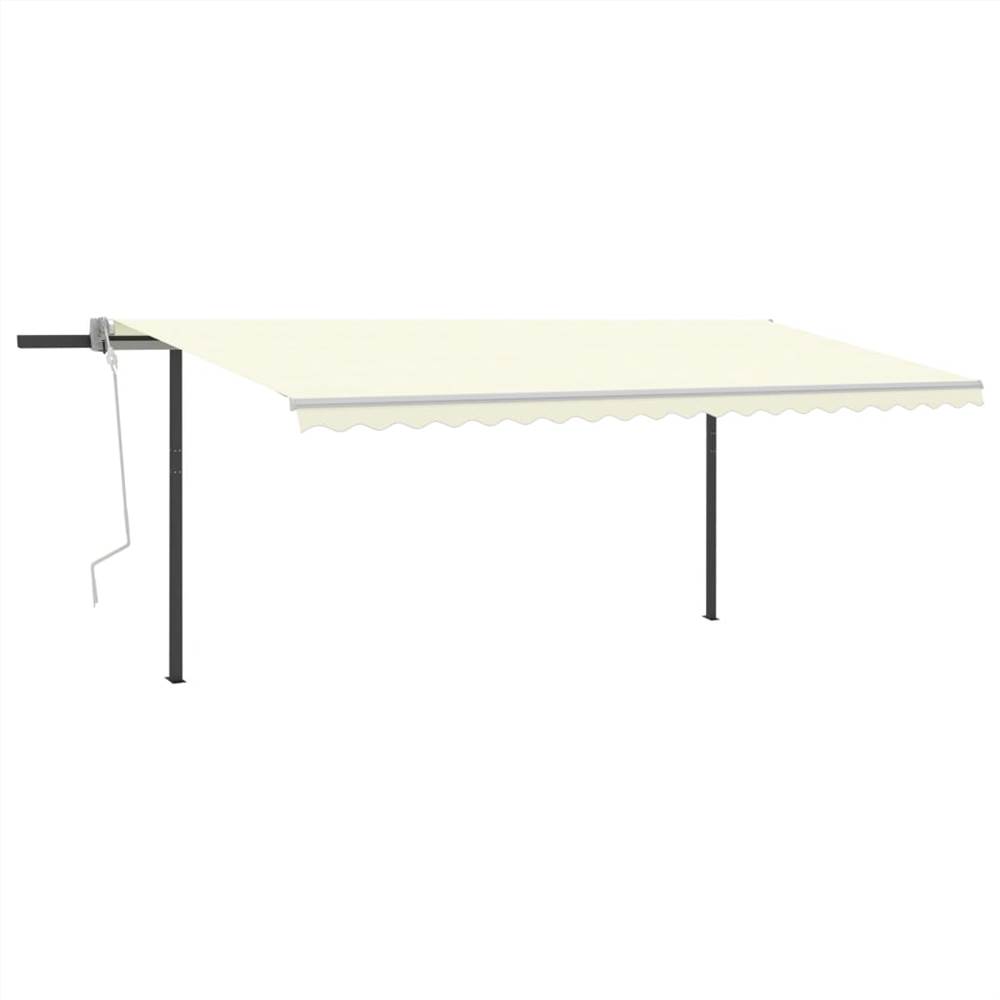 Manual Retractable Awning with Posts 5x3 m Cream