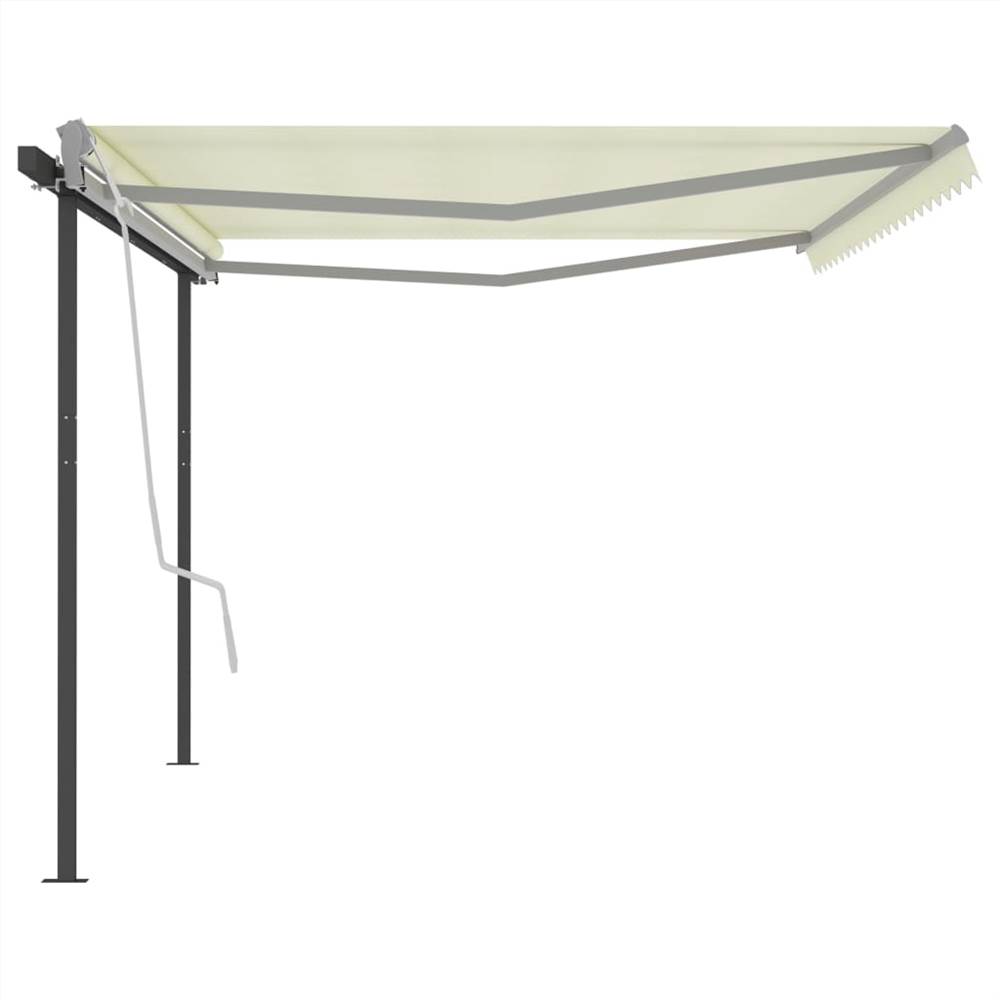 Manual Retractable Awning with Posts 5x3 m Cream