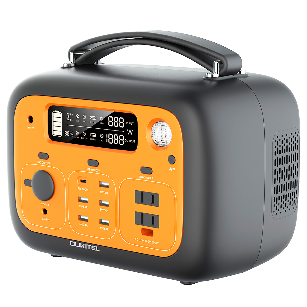 OUKITEL P501 Portable Power Station 505Wh 140400mAh Portable Generator 500W AC Outlet - Orange