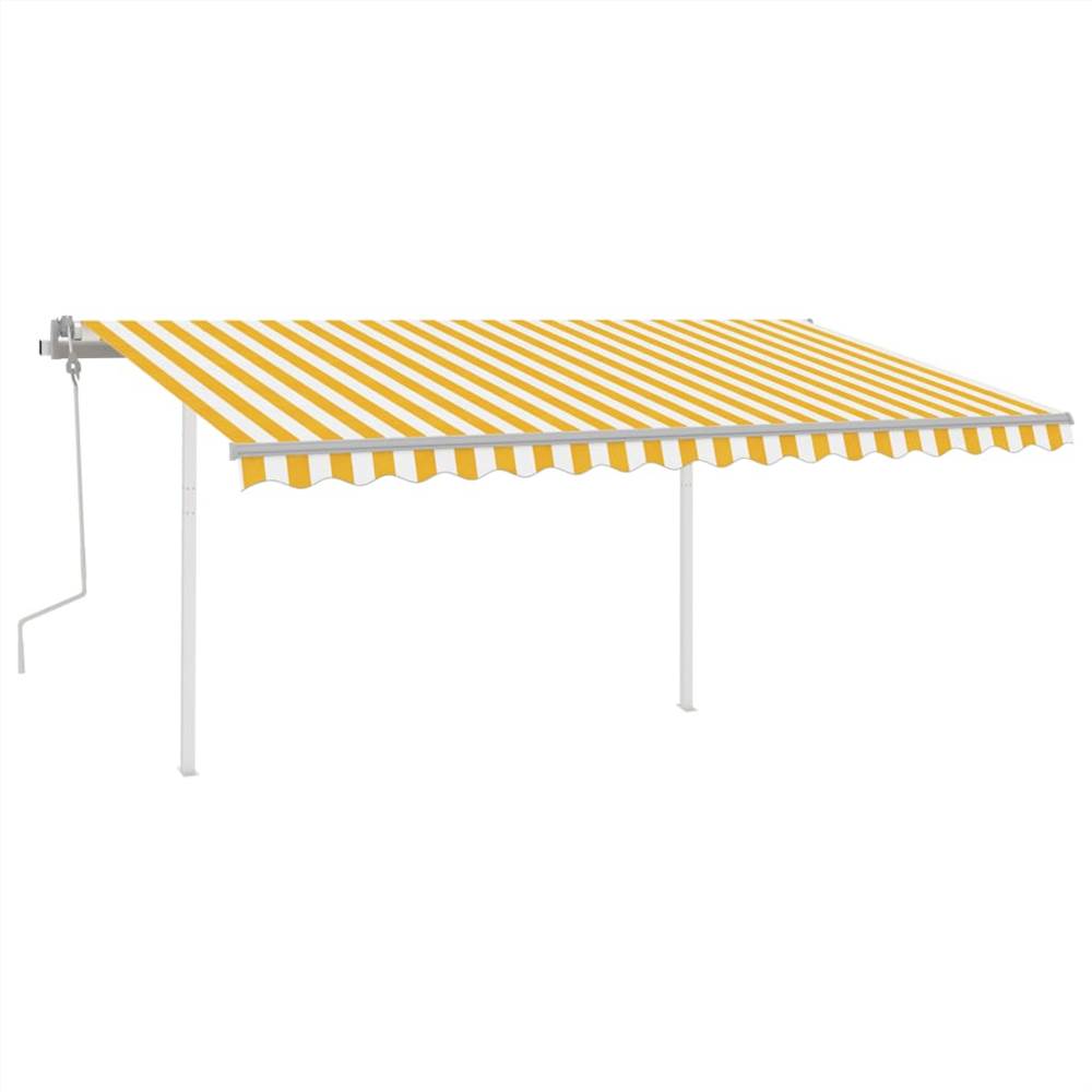 Manual Retractable Awning with LED 4x3 m Yellow and White