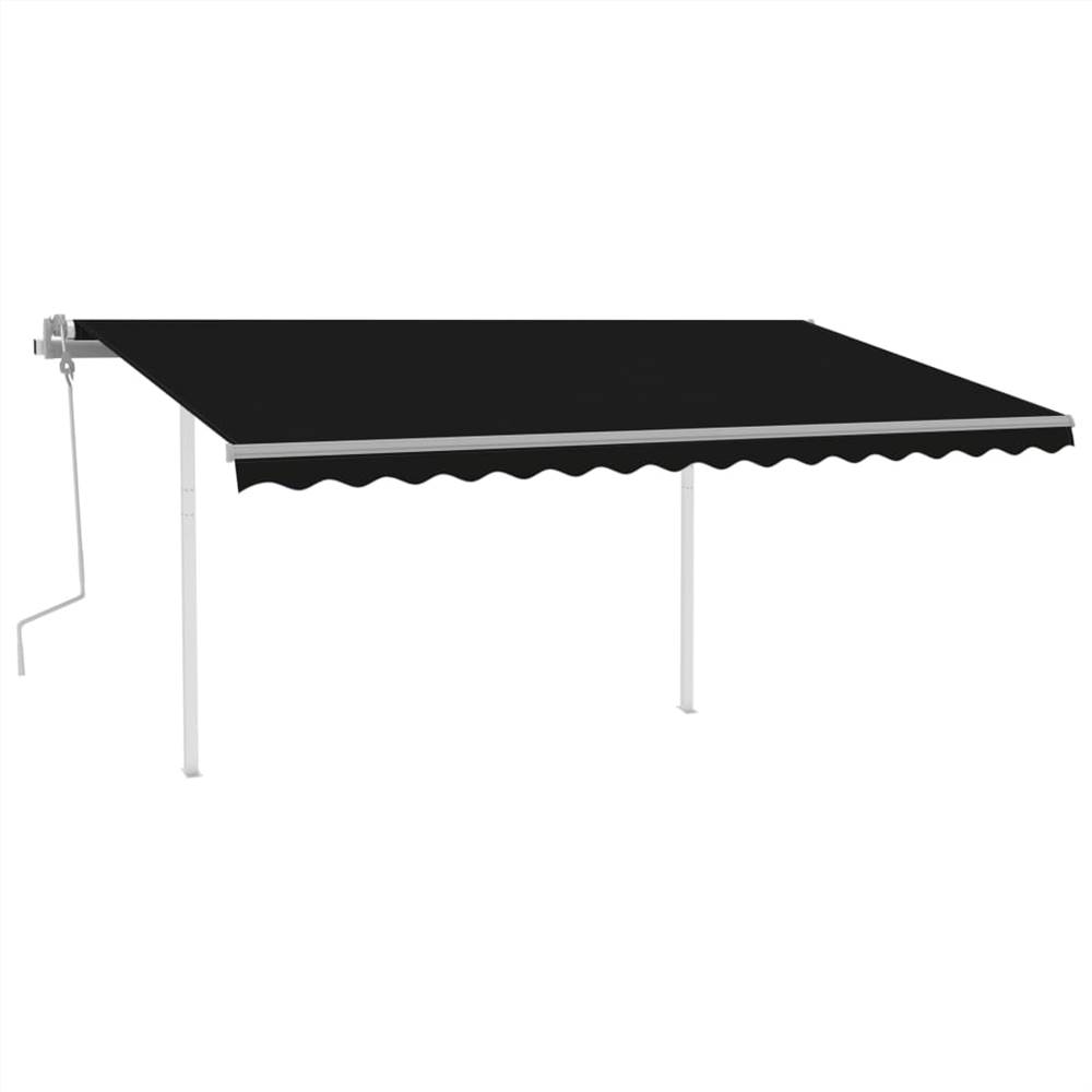 Manual Retractable Awning with Posts 4.5x3.5 m Anthracite