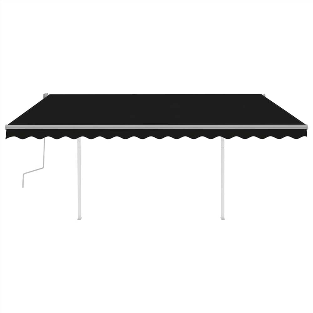 Manual Retractable Awning with Posts 4.5x3 m Anthracite