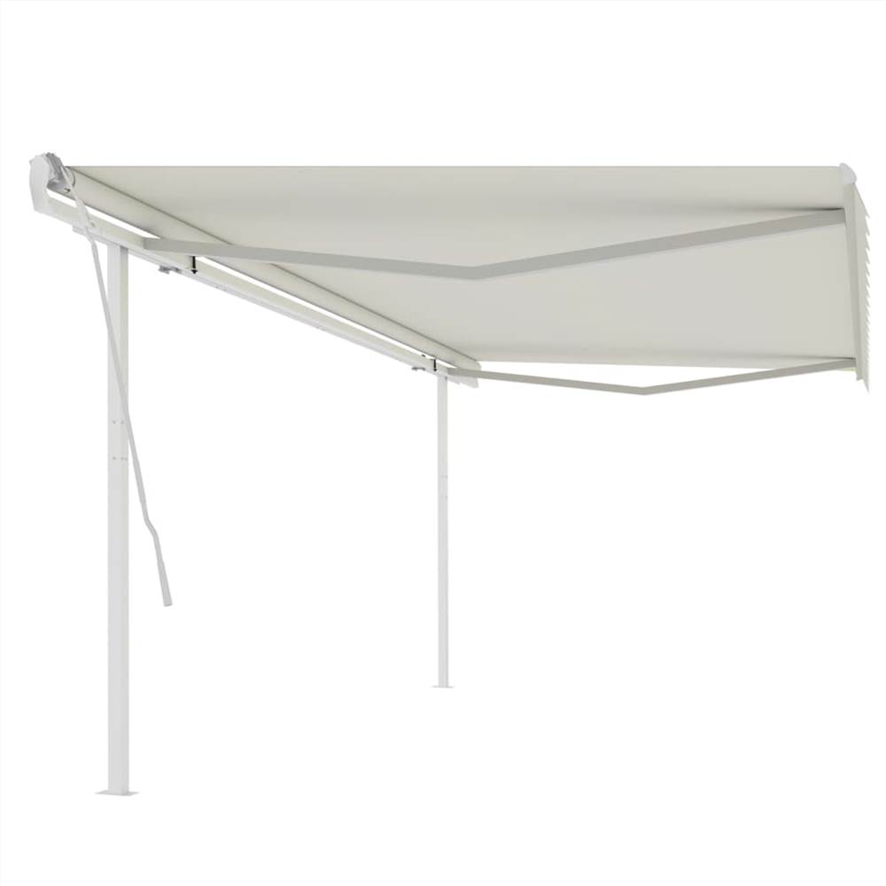 Manual Retractable Awning with Posts 5x3 m Cream