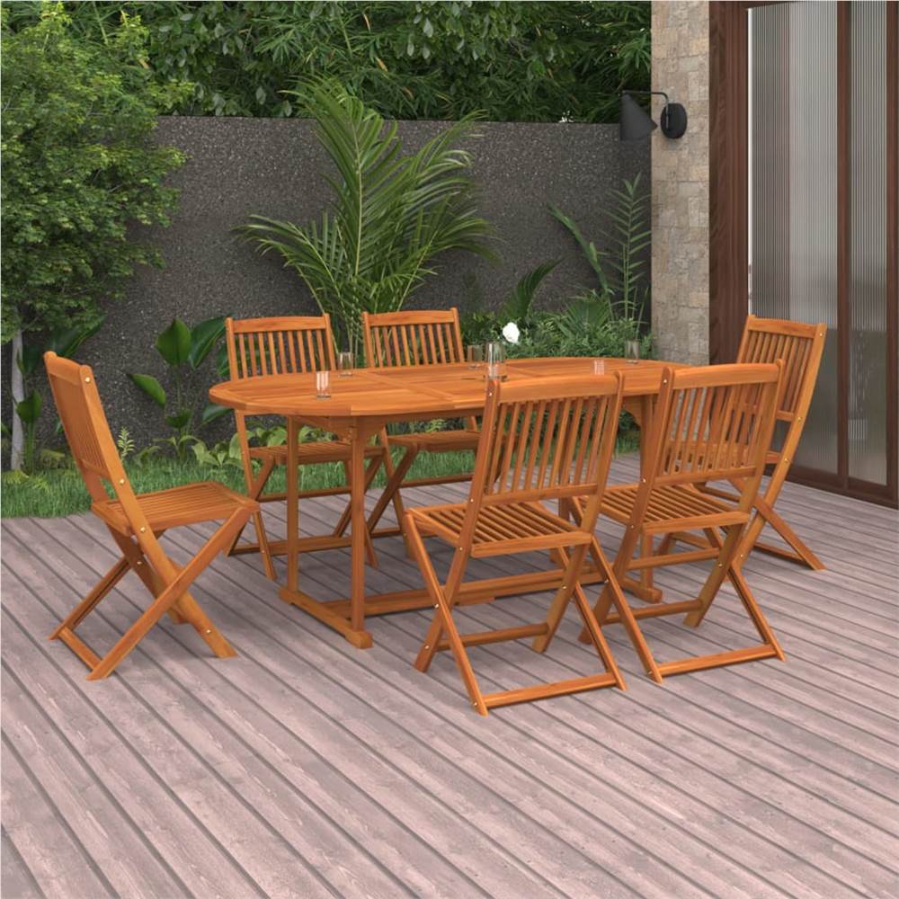 

7 Piece Garden Dining Set Solid Acacia Wood