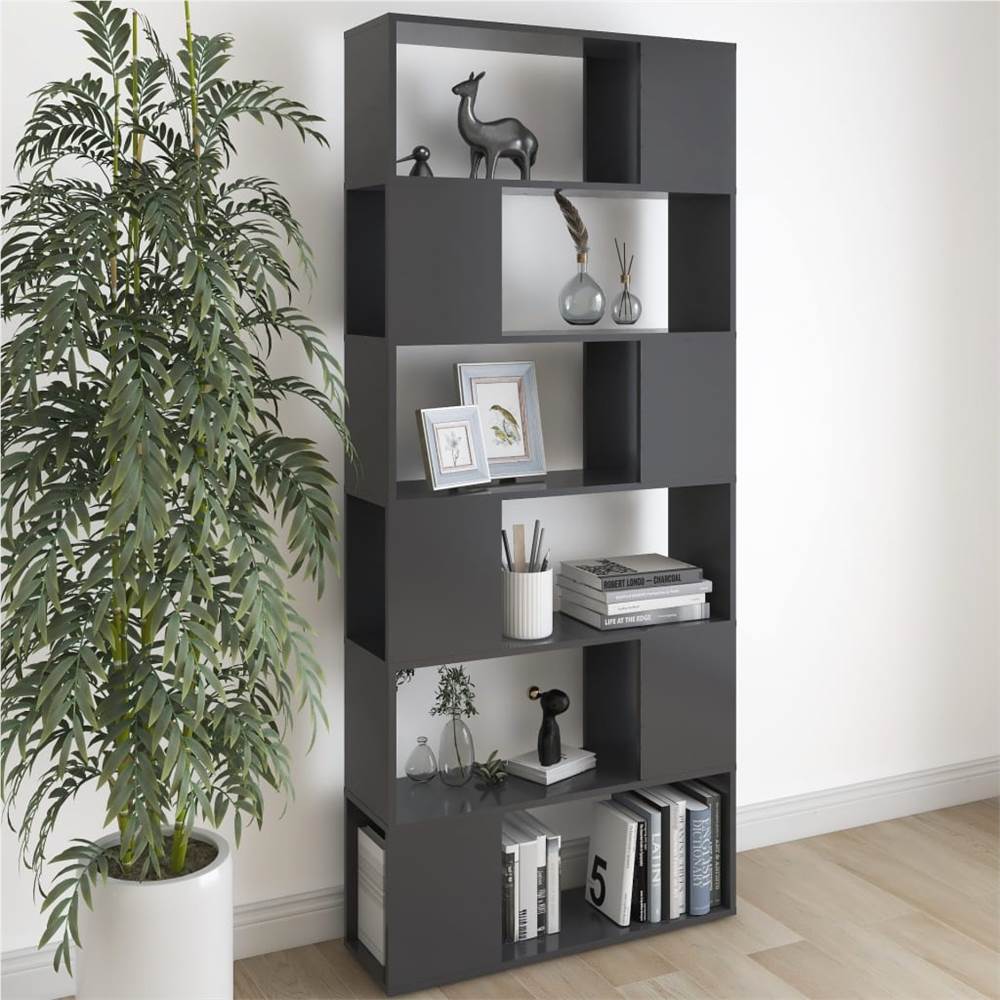 

Book Cabinet Room Divider Grey 80x24x186 cm Chipboard