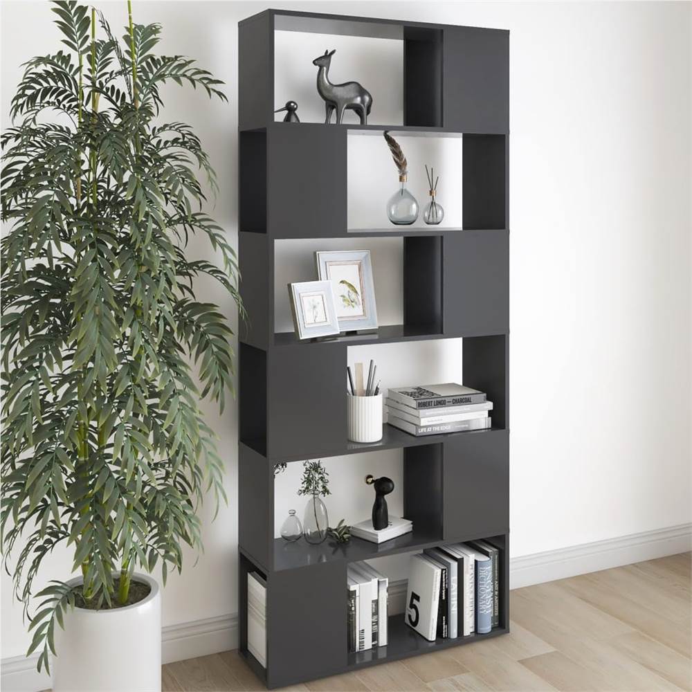 

Book Cabinet Room Divider High Gloss Grey 80x24x186 cm Chipboard