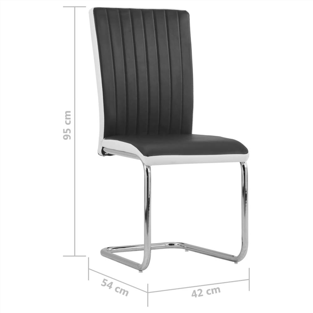 Cantilever Dining Chairs 4 pcs Black Faux Leather