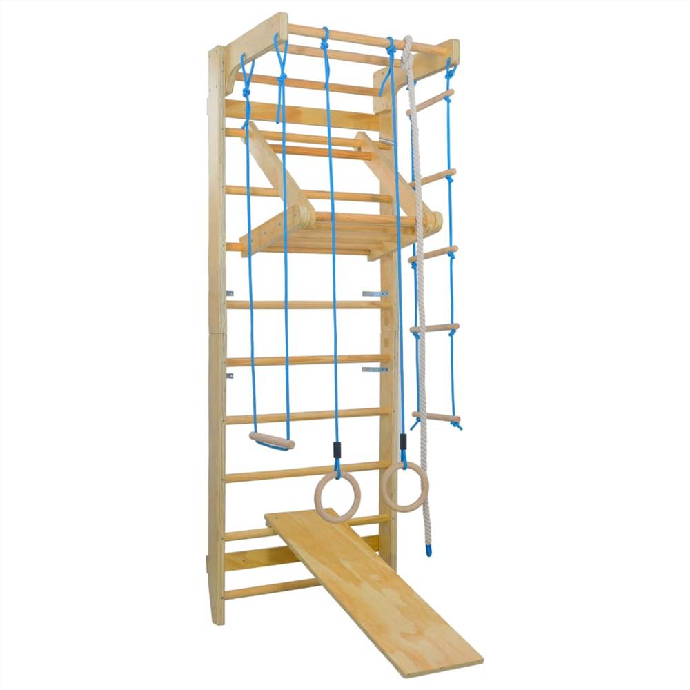 Playset de escalada indoor com anéis de escada de madeira deslizante