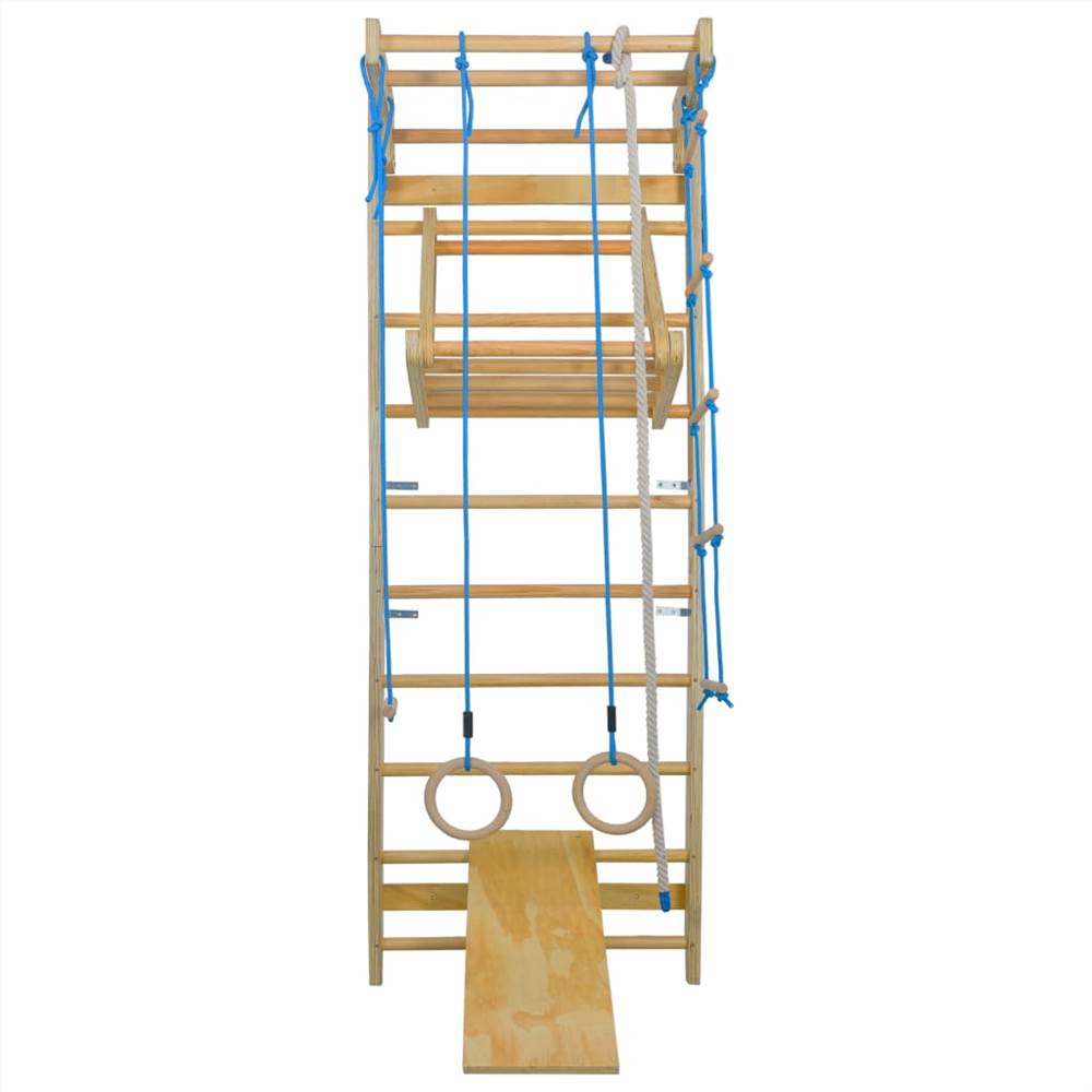 Indoor Climbing Playset with Ladders Rings Slide Wood
