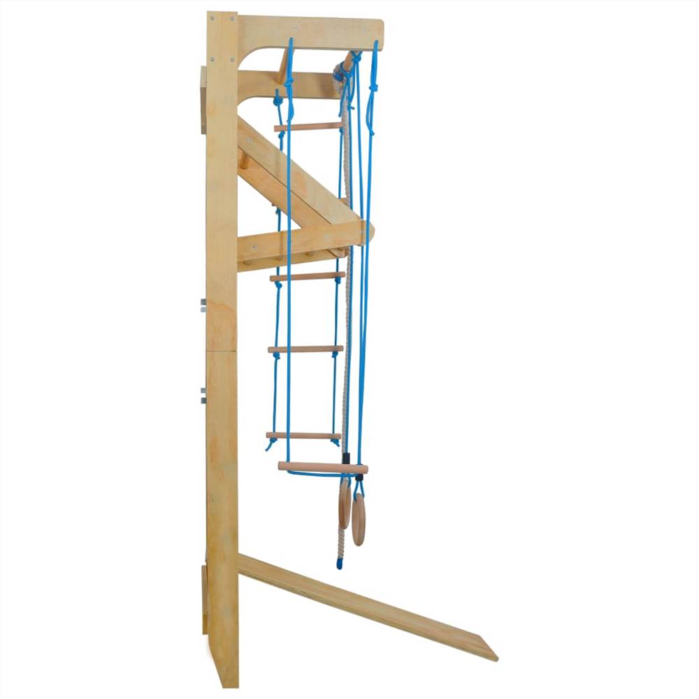 Indoor Climbing Playset with Ladders Rings Slide Wood