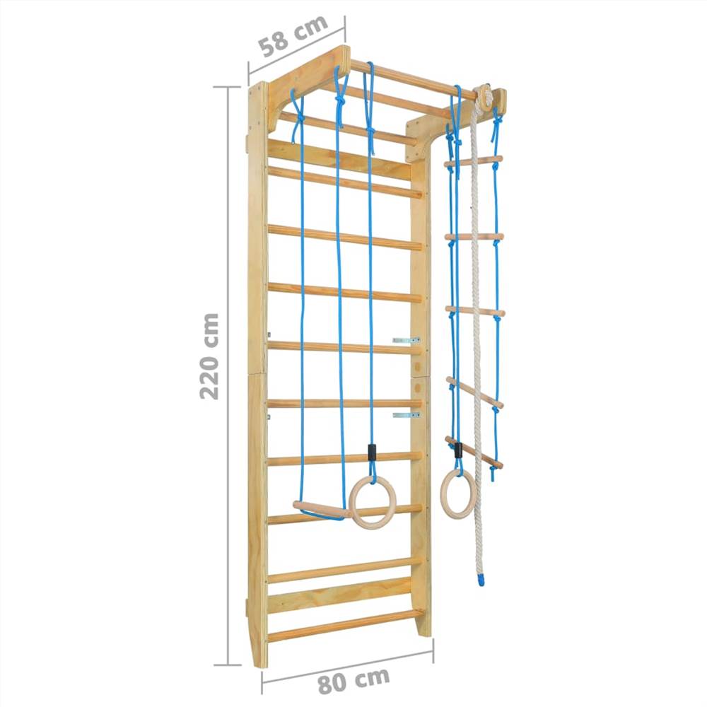 Indoor Climbing Playset with Ladders Rings Wood