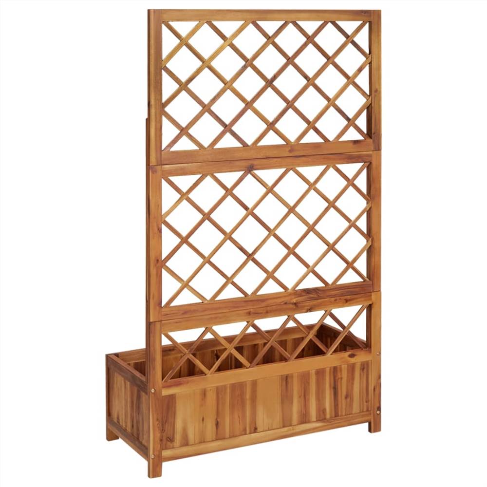 Raised Bed with Trellis 85x38x150 cm Solid Acacia Wood