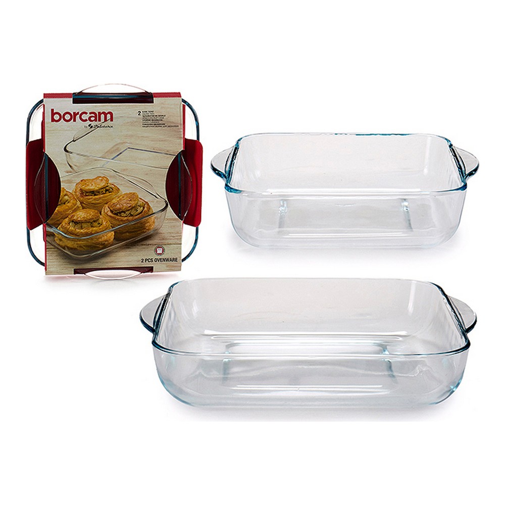 Set of Kitchen Dishes Transparent Borosilicate Glass (2 Pieces)