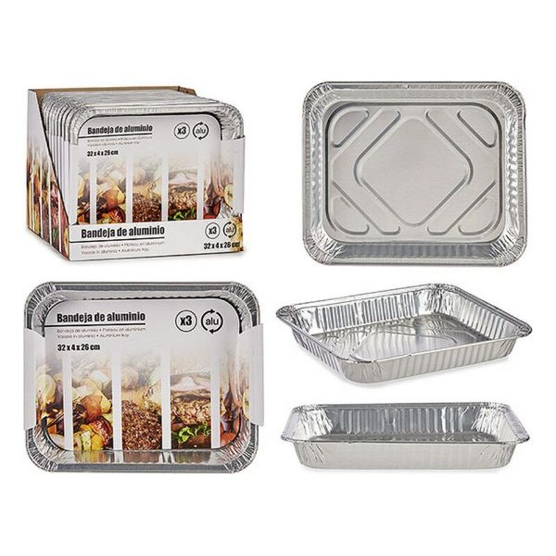 

3pcs Aluminium Rectangular Tray Set (26 x 4 x 32 cm)