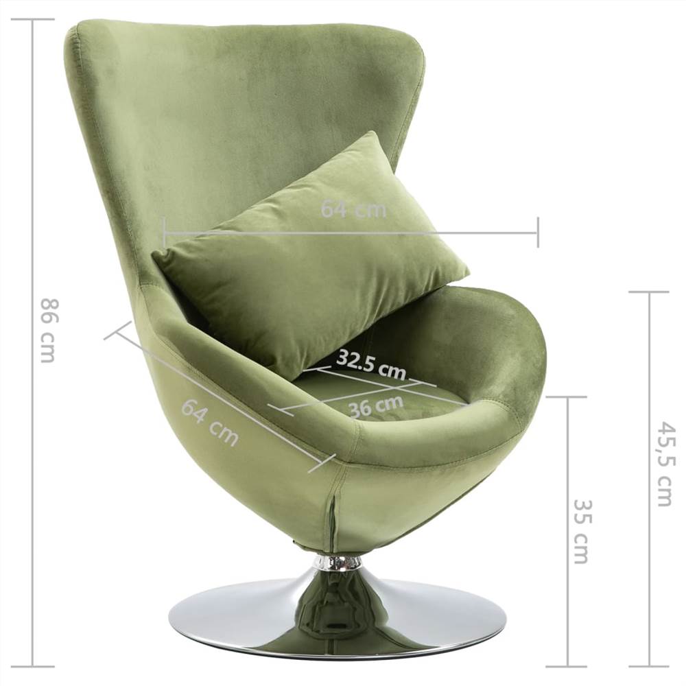 Swivel Egg Chair with Cushion Light Green Velvet