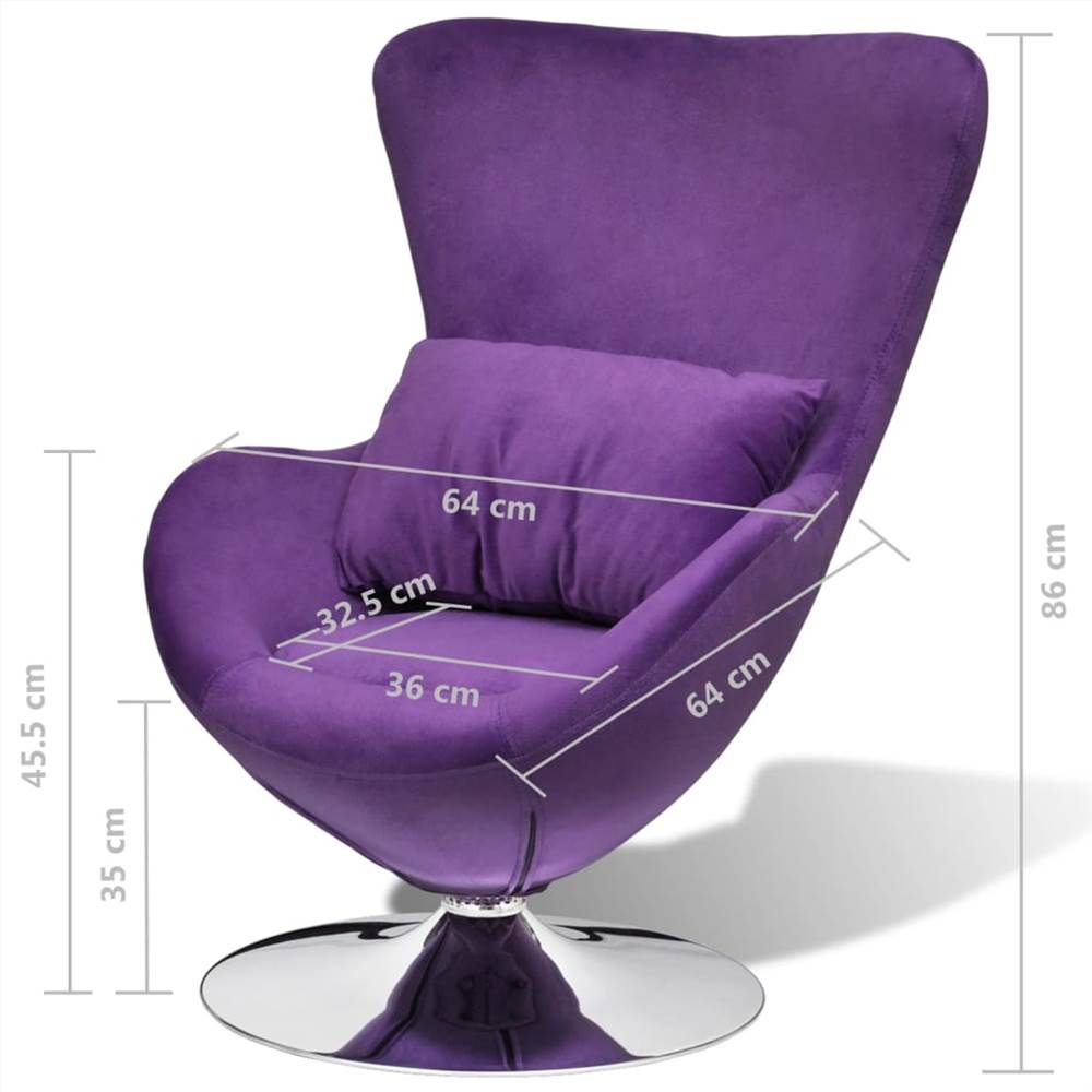 Swivel Egg Chair with Cushion Purple Velvet