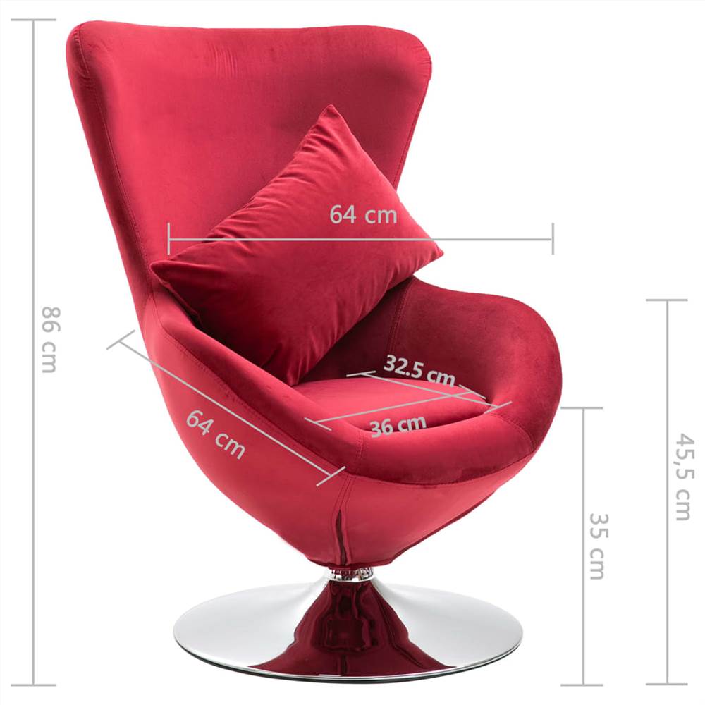 Swivel Egg Chair with Cushion Red Velvet