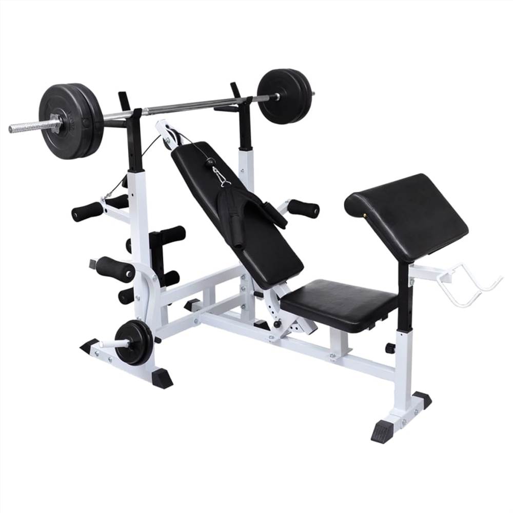 Weight Bench with Weight Rack, Barbell and Dumbbell Set 90 kg