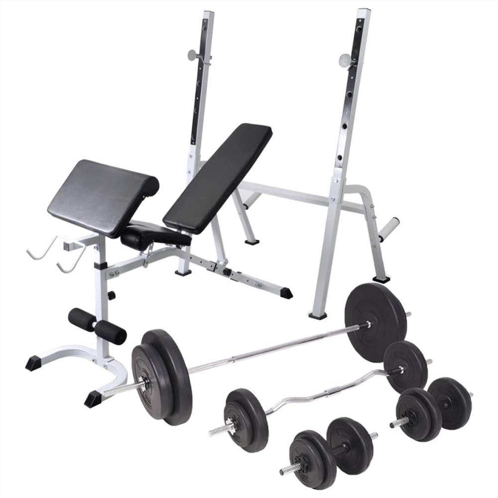 

Workout Bench with Weight Rack, Barbell and Dumbbell Set 90 kg