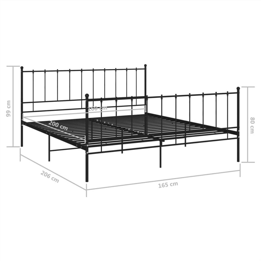 Bed Frame Black Metal 160x200 cm