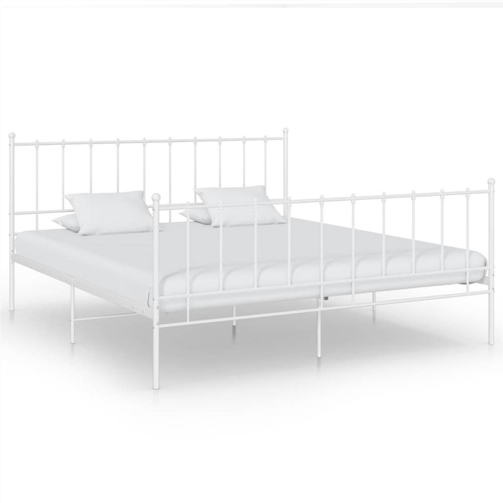 

Bed Frame White Metal 160x200 cm