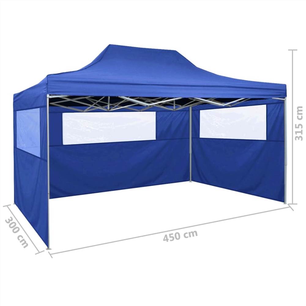 Foldable Tent with 3 Walls 3x4.5 m Blue