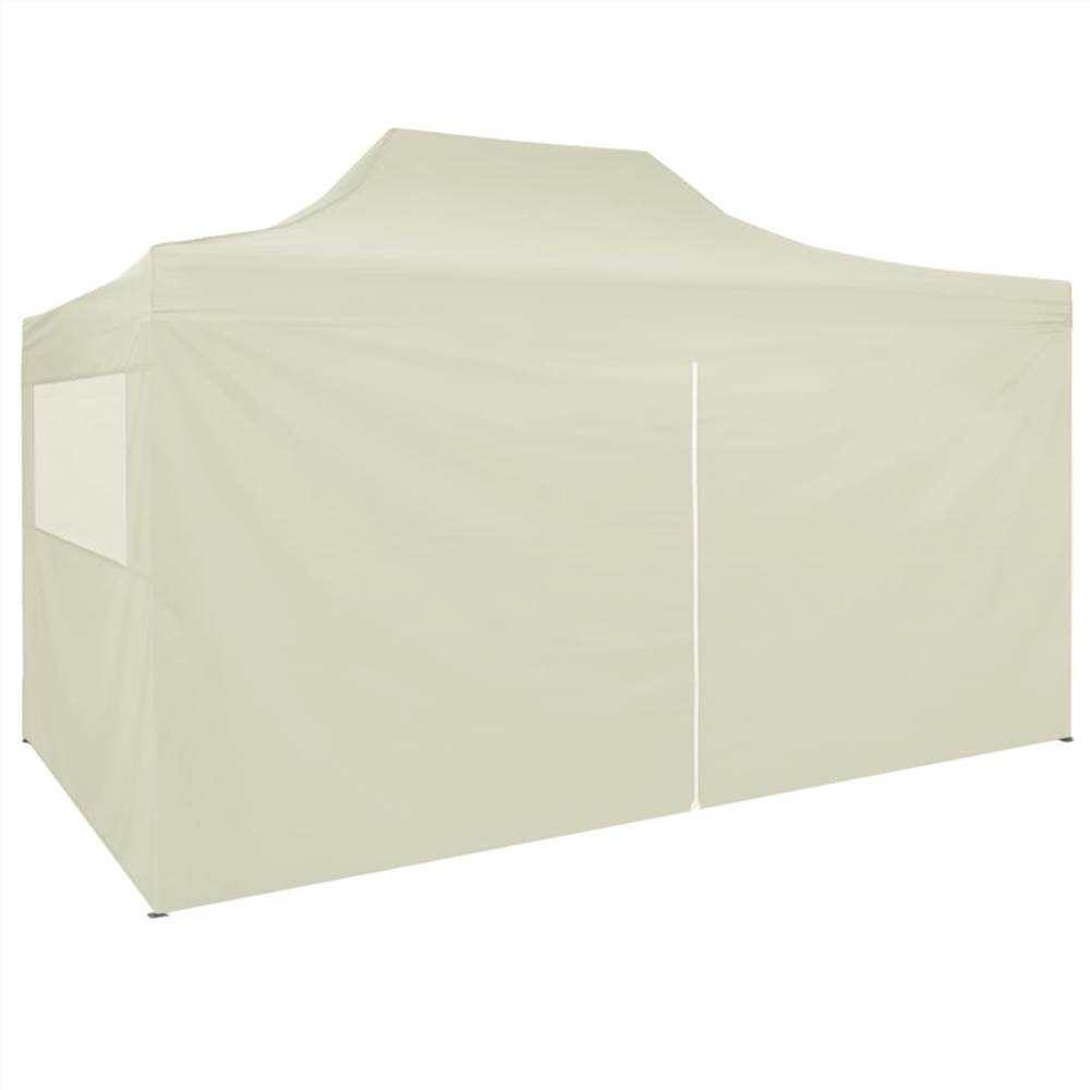 Professional Folding Party Tent with 4 Sidewalls 3x4 m Steel Cream