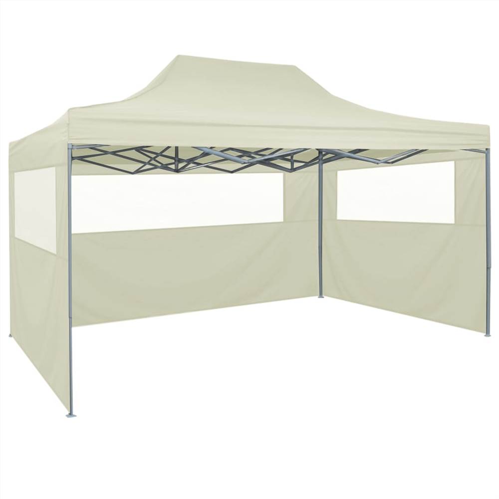 Professional Folding Party Tent with 4 Sidewalls 3x4 m Steel Cream
