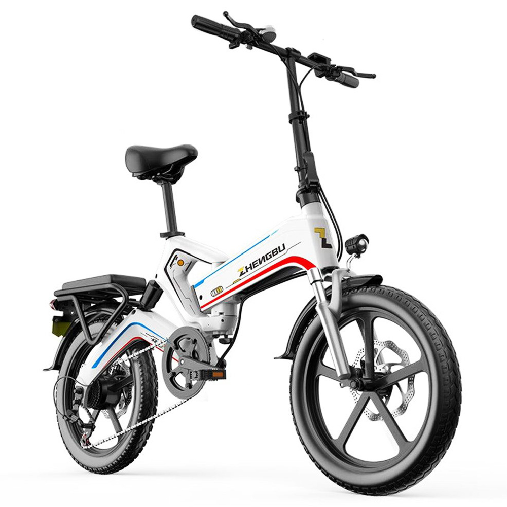 ZHENGBU 20 "K6S bici elettrica 500 W motore Shimano 7 velocità 48 V 10 Ah batteria pendolare bicicletta elettrica pieghevole - bianca