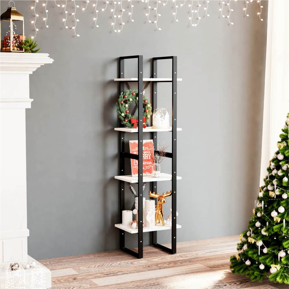 

4-Tier Book Cabinet White 40x30x140 cm Solid Pine Wood