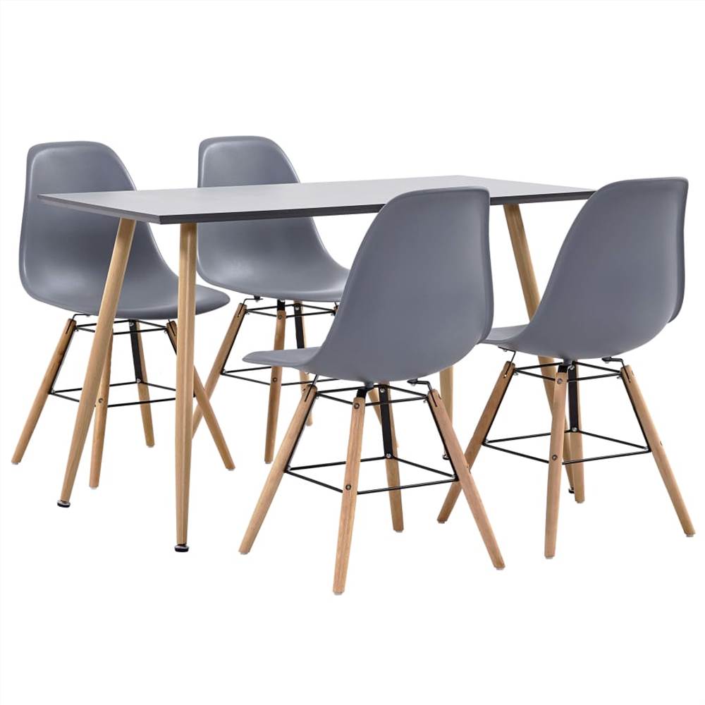 

5 Piece Dining Set Plastic Grey