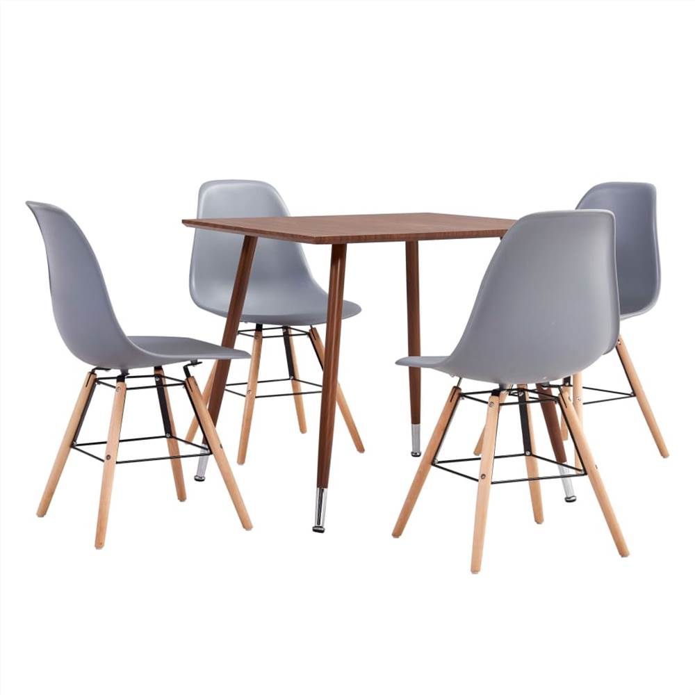 

5 Piece Dining Set Plastic Grey