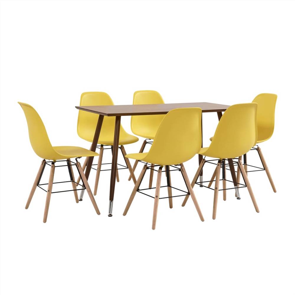 

7 Piece Dining Set Plastic Yellow