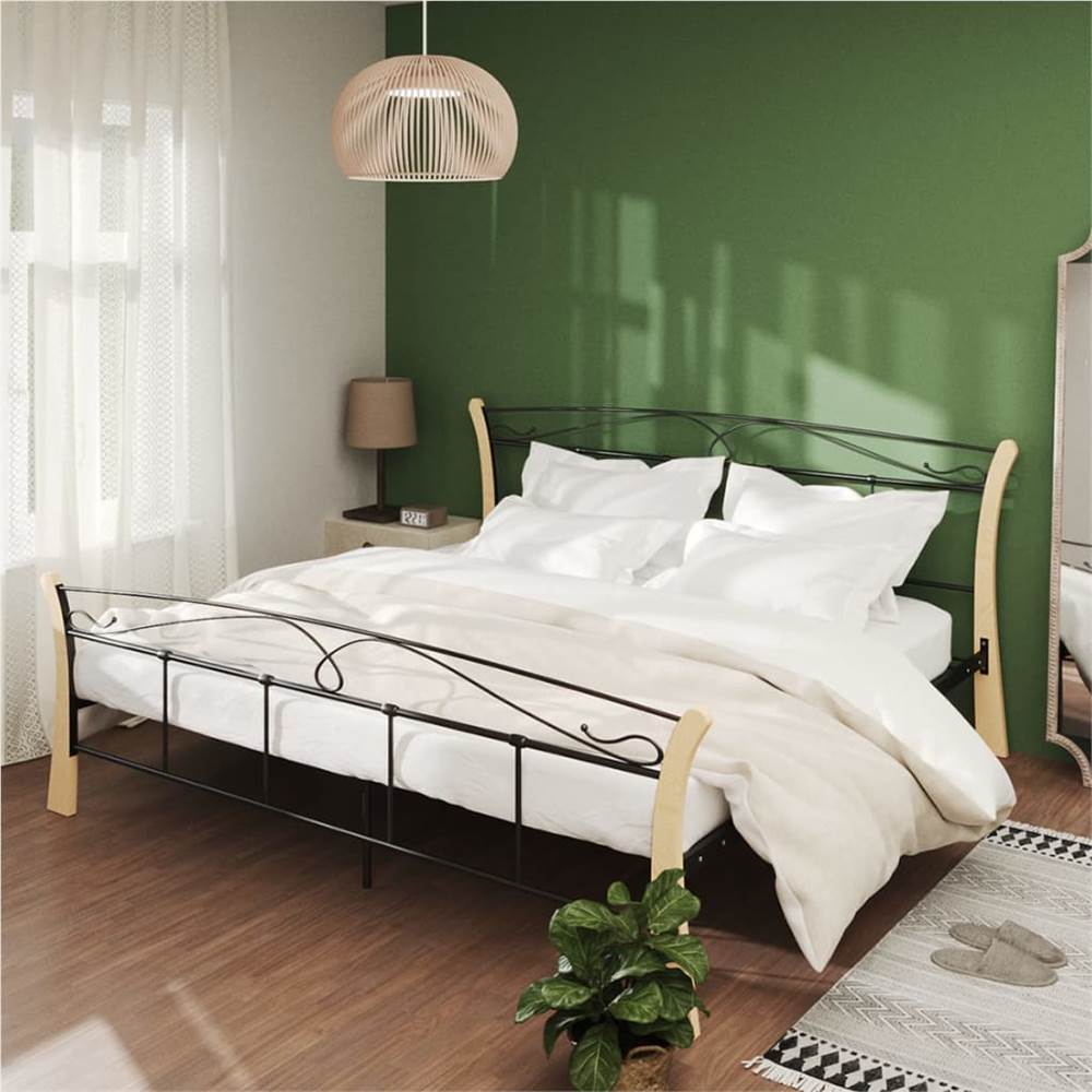 

Bed Frame Black Metal 200x200 cm