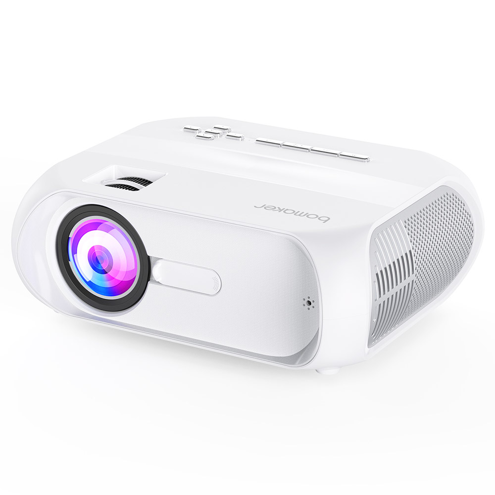 Bomaker S5 Projector Native 720P 150 ANSI Lumens Wi-Fi Screen Mirroring Bluetooth Speakers - White