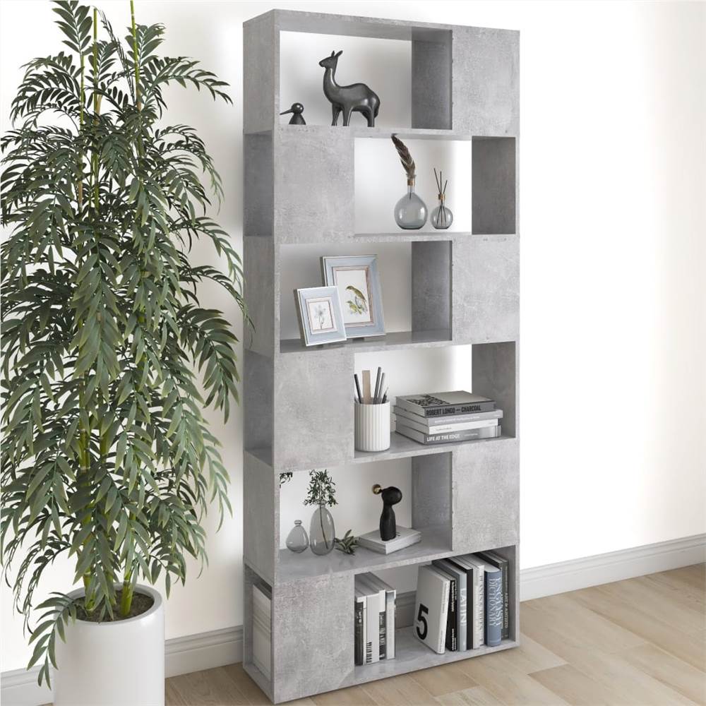 

Book Cabinet Room Divider Concrete Grey 80x24x186 cm Chipboard