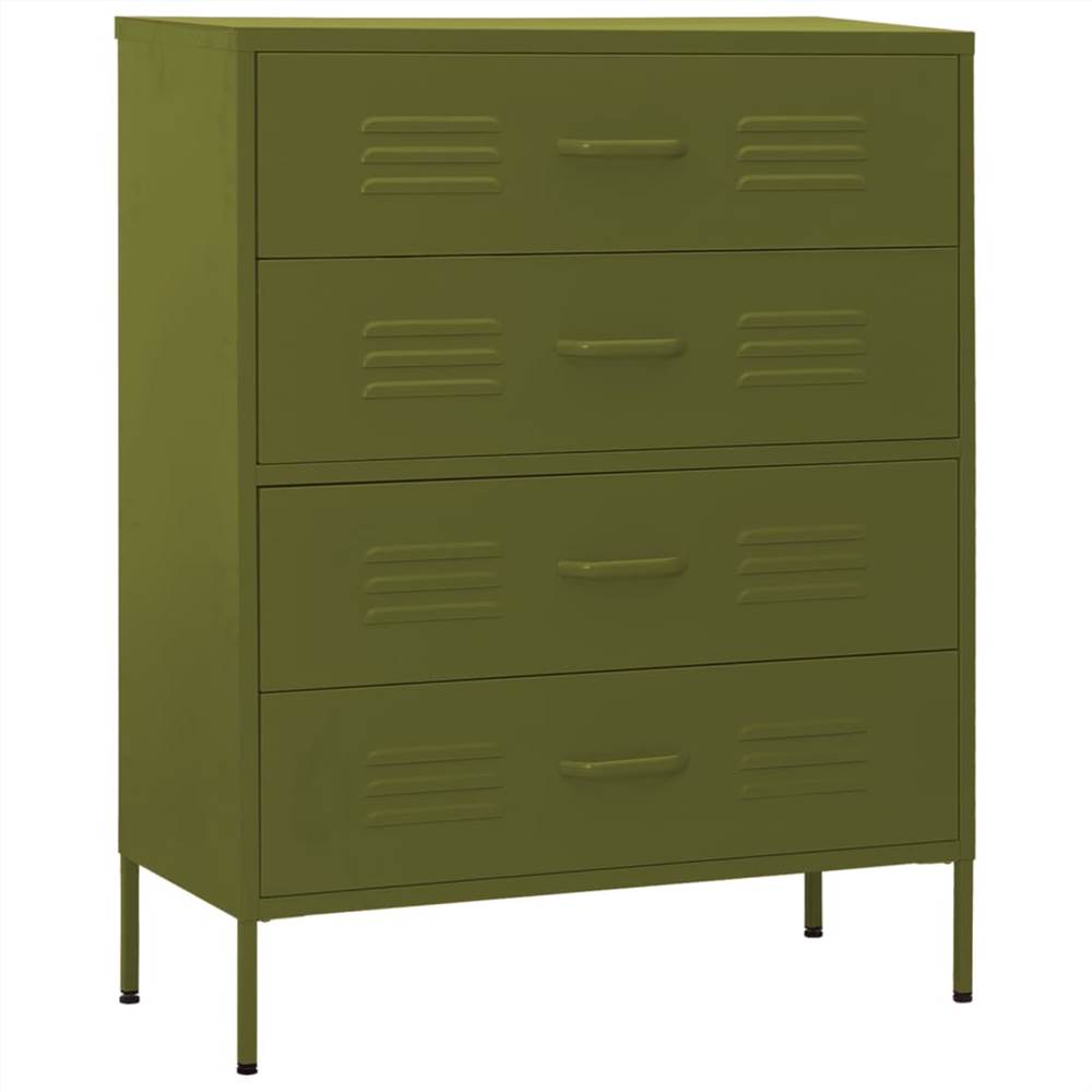 Chest Of Drawers Olive Green 80x35x101.5 Cm Steel 7 Chest of Drawers Olive Green 80x35x101.5 cm Steel