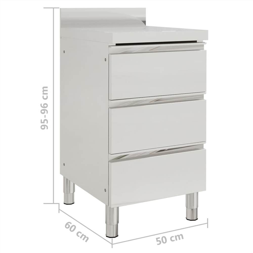 Commercial Kitchen Cabinets with 3 Drawers 2 pcs Stainless Steel