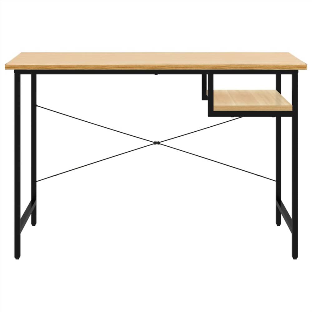 Computer Desk Black and Light Oak 105x55x72 cm MDF and Metal