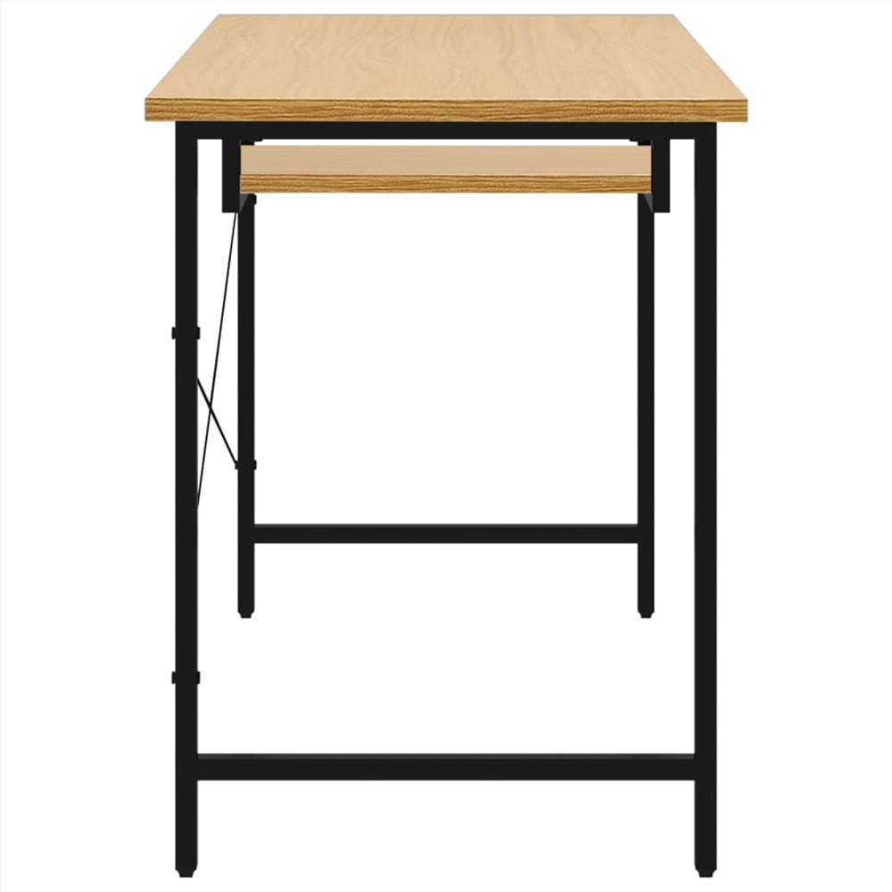 Computer Desk Black and Light Oak 105x55x72 cm MDF and Metal