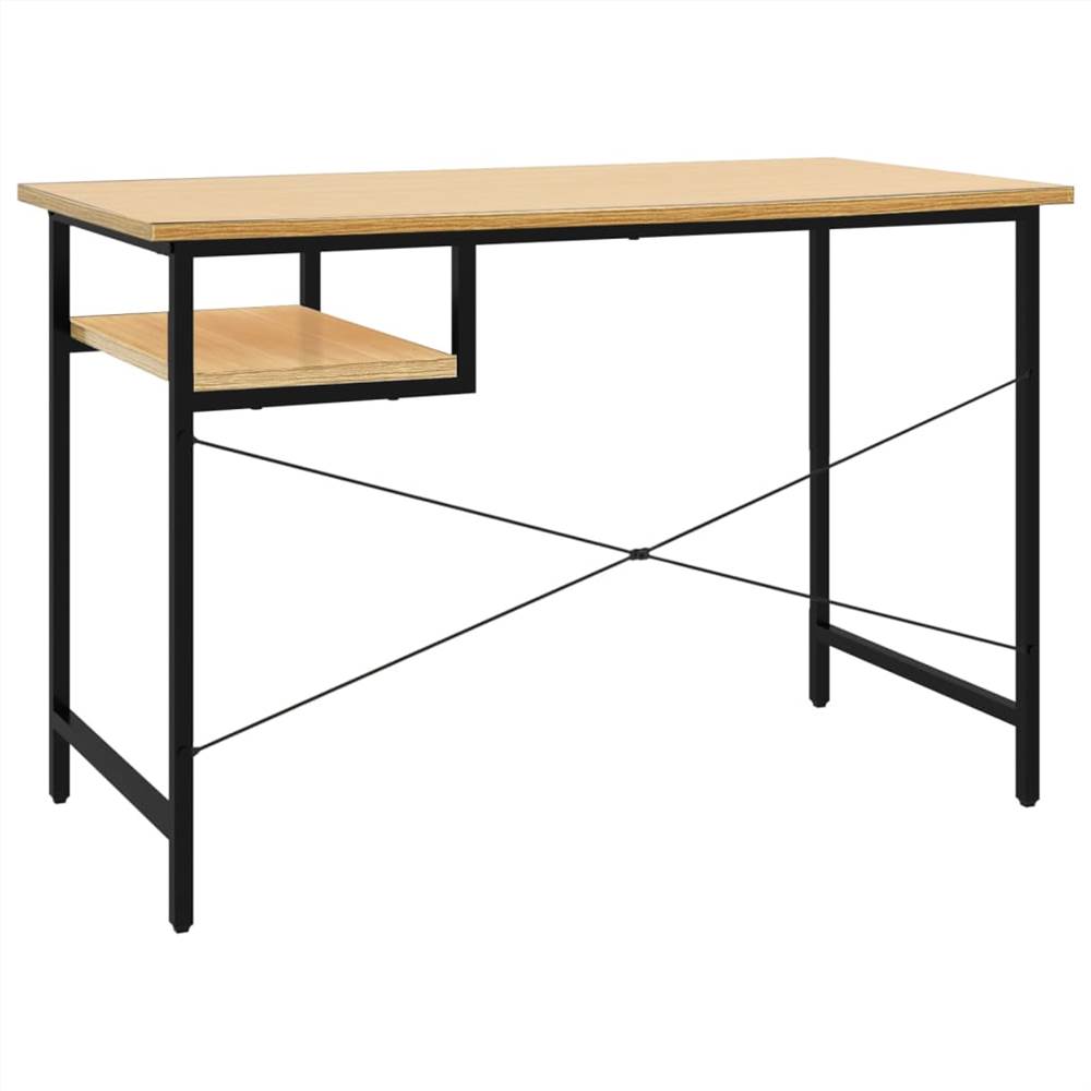 Computer Desk Black and Light Oak 105x55x72 cm MDF and Metal