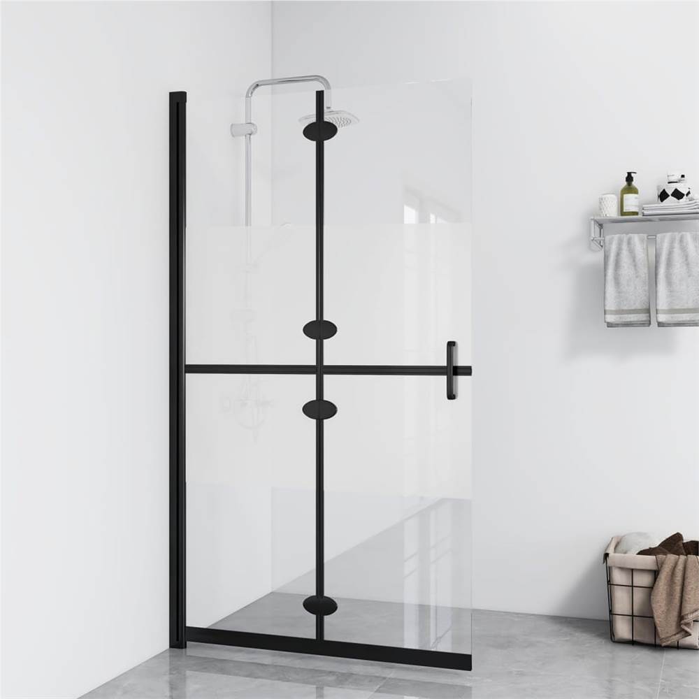 Foldable Walk-in Shower Wall Half Frosted ESG Glass 100x190 cm