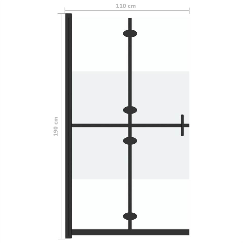 Foldable Walk-in Shower Wall Half Frosted ESG Glass 110x190 cm