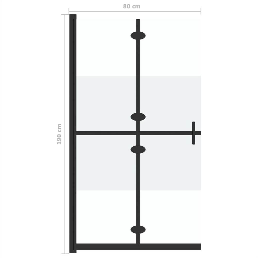 Foldable Walk-in Shower Wall Half Frosted ESG Glass 80x190 cm