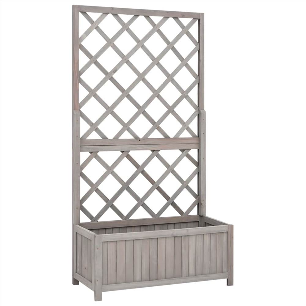 

Garden Trellis Planter Grey 70x30x135 cm Solid Firwood