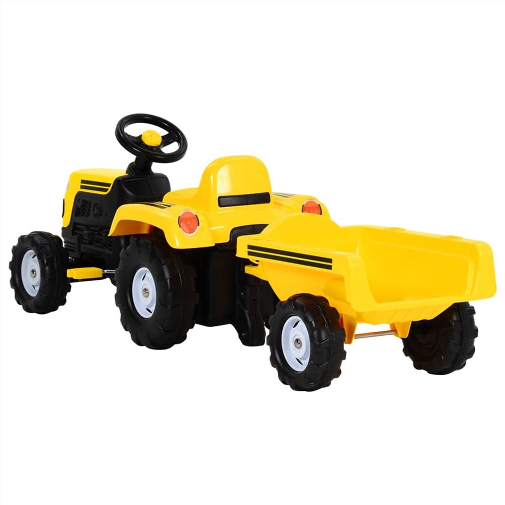 Pedal Tractor for Kids with Trailer Yellow