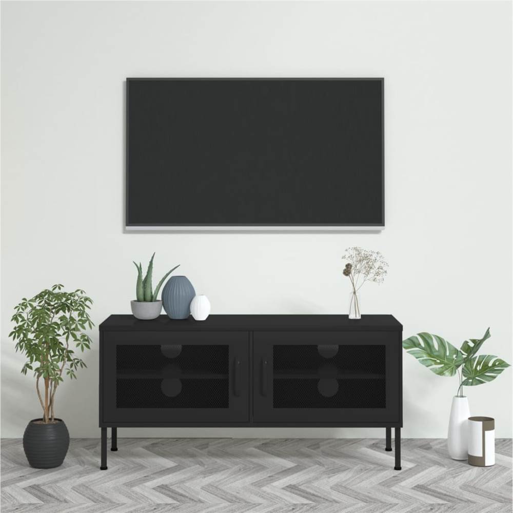 

TV Cabinet Black 105x35x50 cm Steel