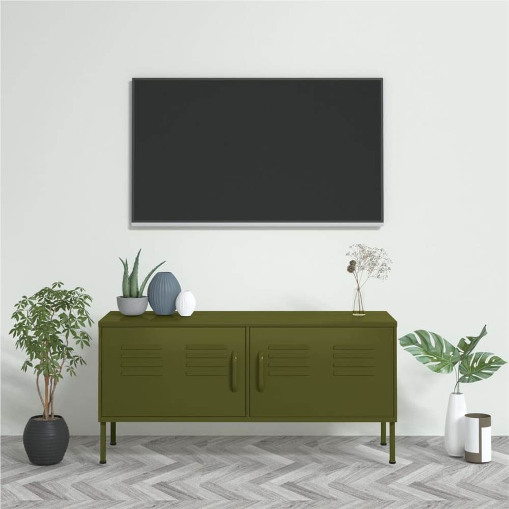 

TV Cabinet Olive Green 105x35x50 cm Steel