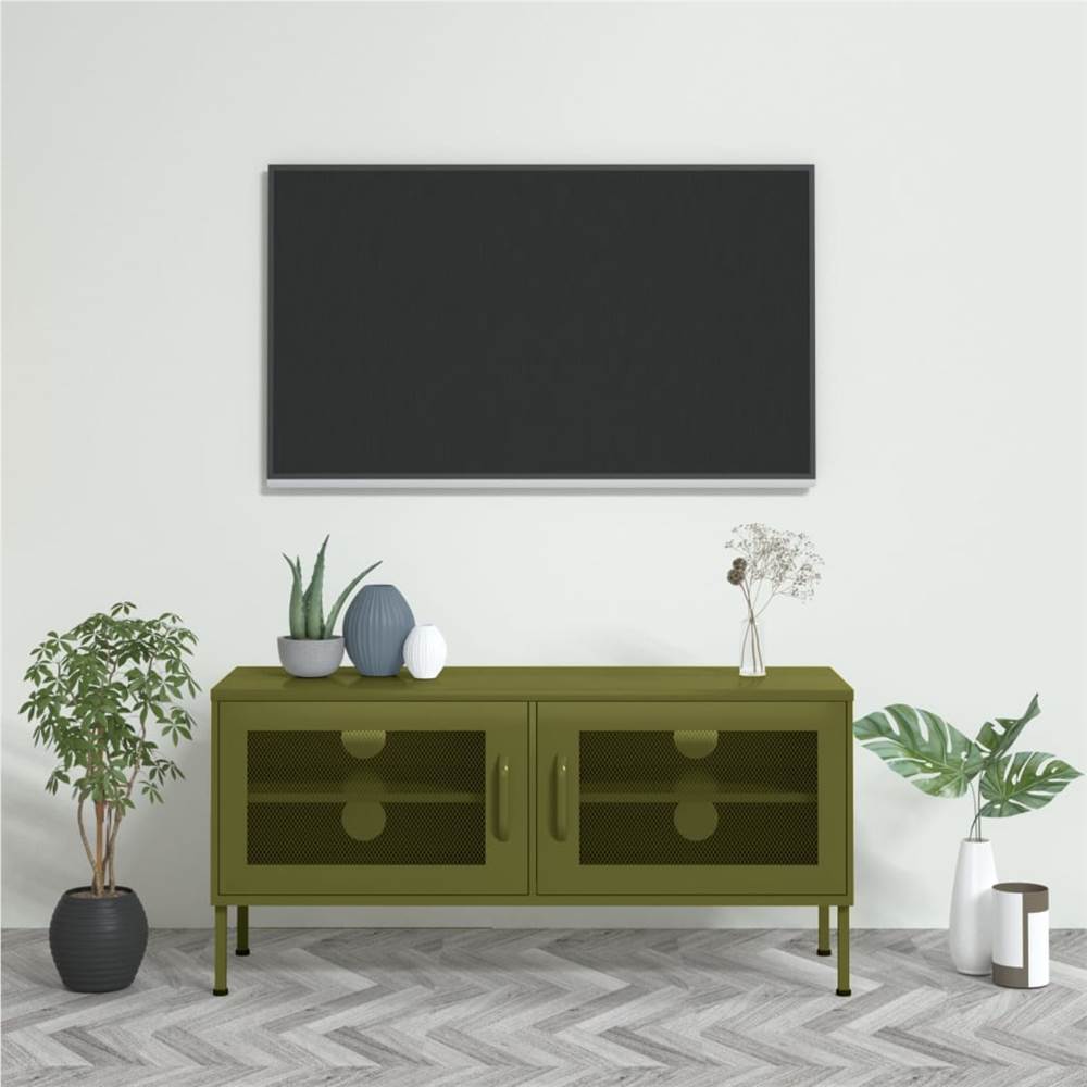 

TV Cabinet Olive Green 105x35x50 cm Steel