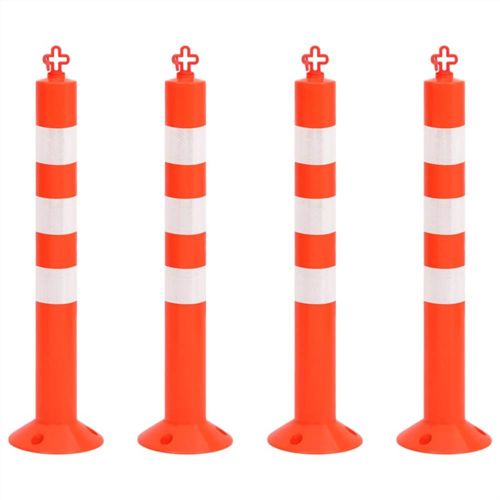 Traffic Control Bollards 4 pcs with Chain 75 cm PE